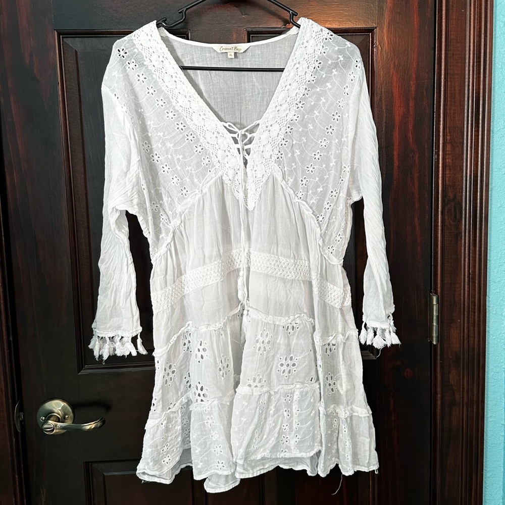 Crescent Bay White Lace Detail Top